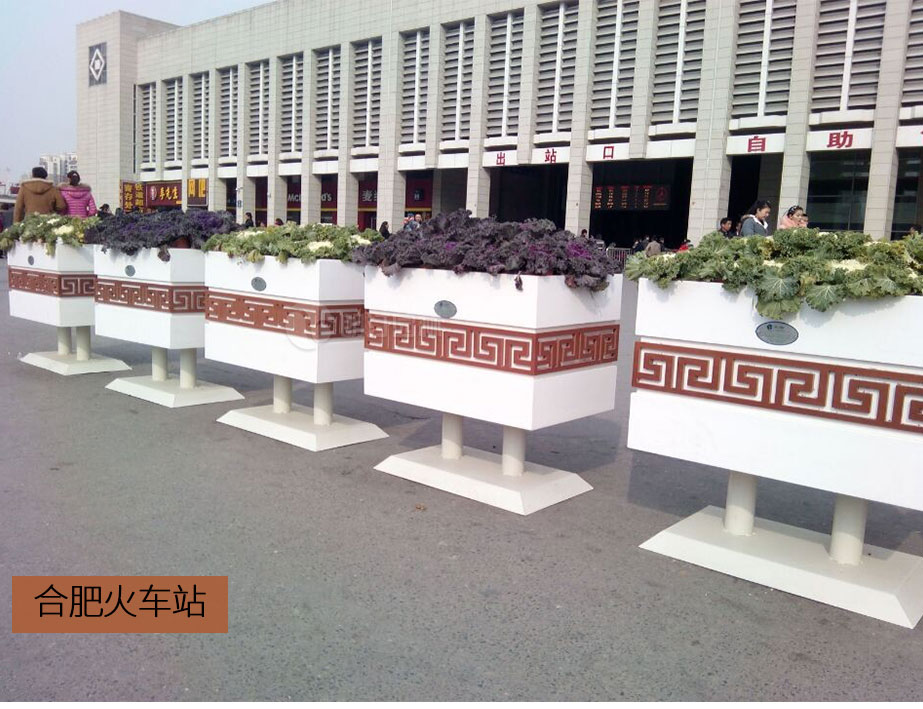 合肥回車站中國(guó)風(fēng)腰帶雕花花箱案例