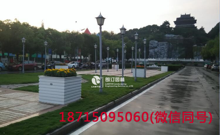 朗汀戶外花箱打造公園廣場花箱綠化景觀