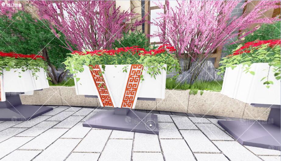 唐風藝術(shù)花箱景觀設(shè)計圖